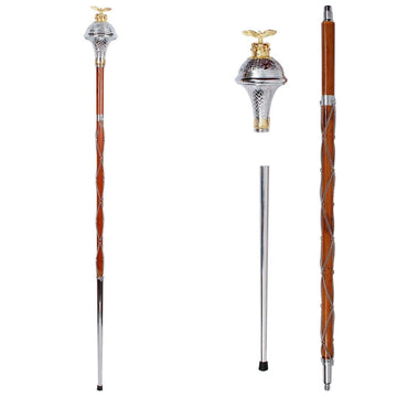 Drum Major Stave Embossed Head Gold Chrome Eagle Top Three Parts